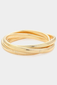 Triple Textured Bracelet - Gold & Silver