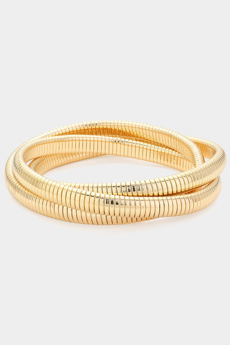 Triple Textured Bracelet - Gold & Silver