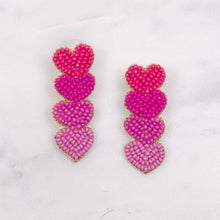 Stacked Heart Earrigs - Pink or Red