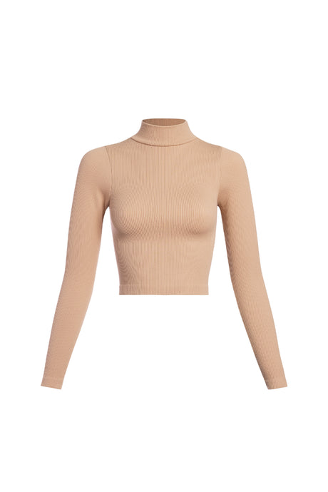 Ribbed High Neck Top