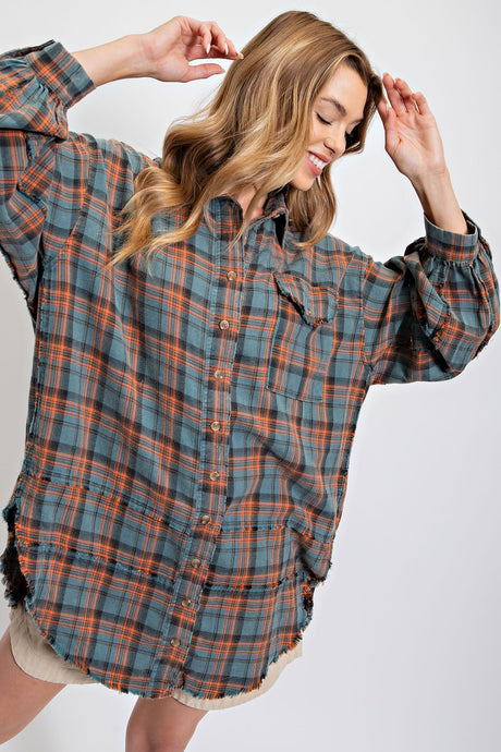 Vintage Teal Button-up