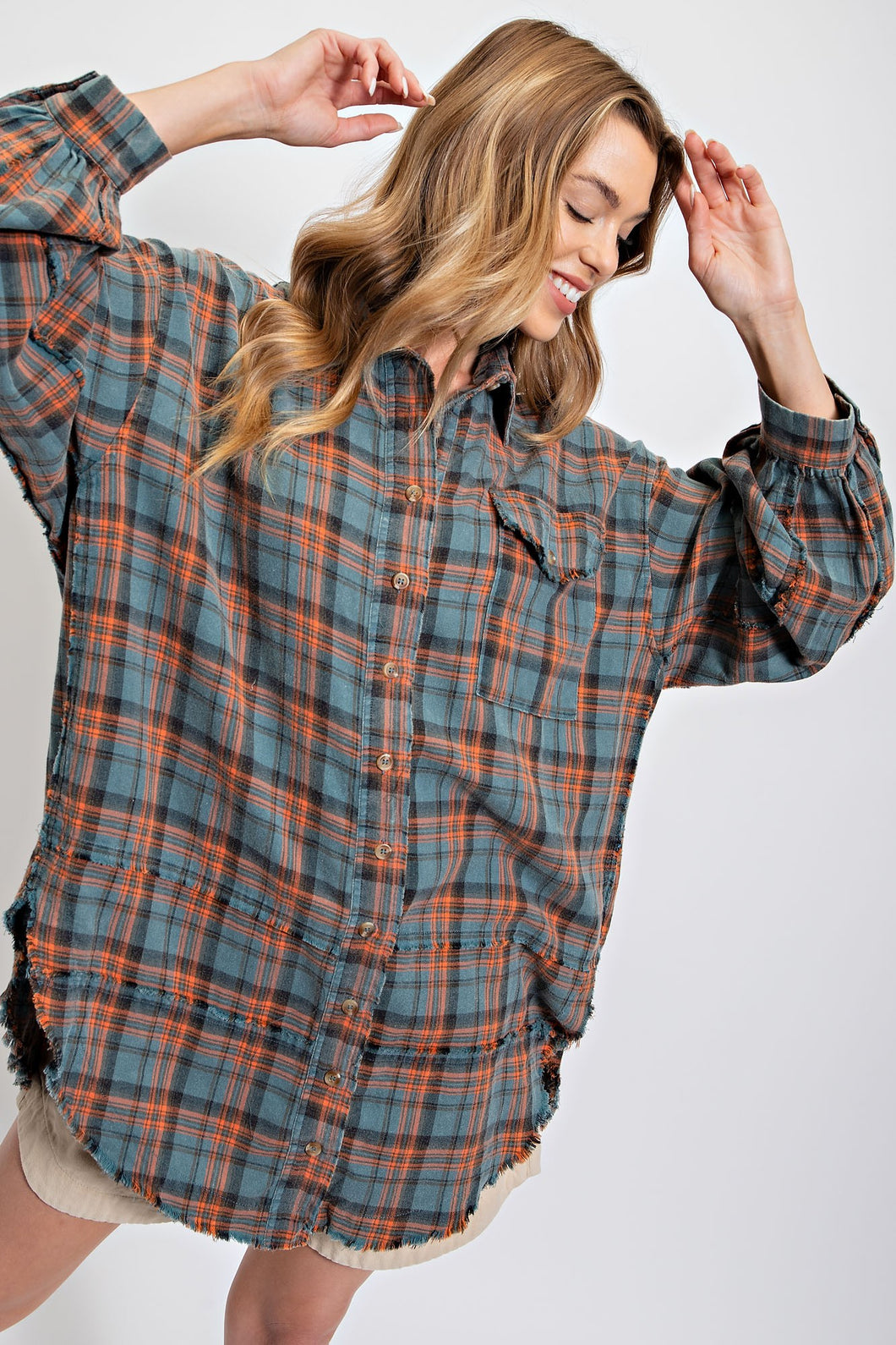 Vintage Teal Button-up