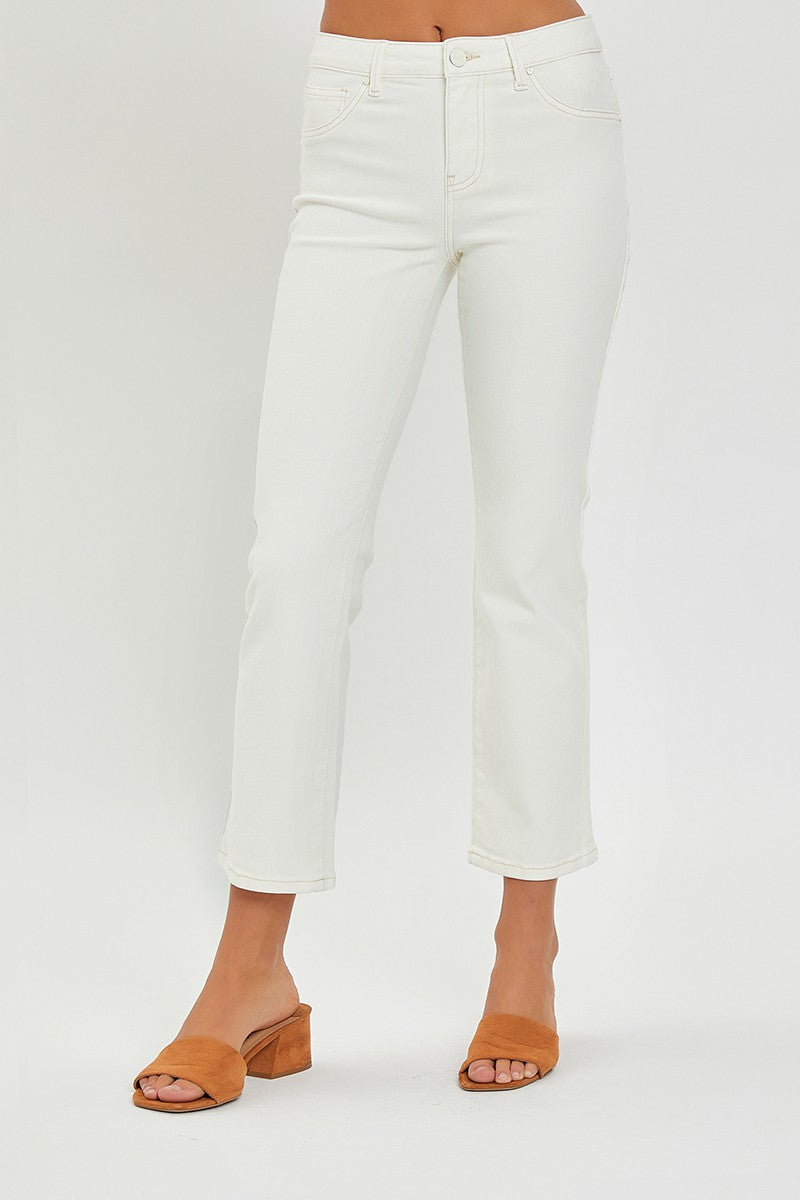 Cream Denim Cropped Pants