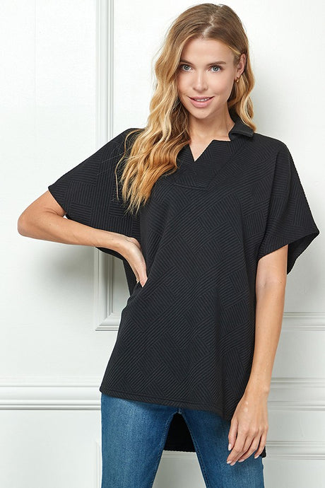 Textured Collared Top