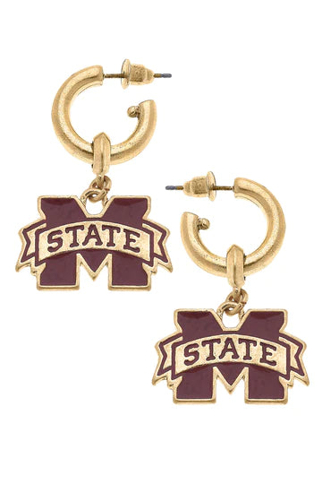 Game Day Enamel Drop Hoop Earrings - Multiple Teams