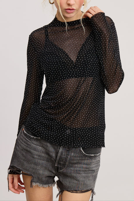 Rhinestone Layering Top - Black or Cream
