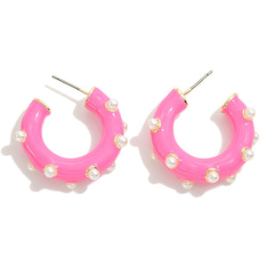 Enamel Pearl Hoops - 2 colors