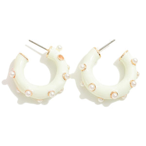 Enamel Pearl Hoops - 2 colors