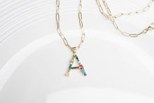 Colorful Crystal Initial Necklace