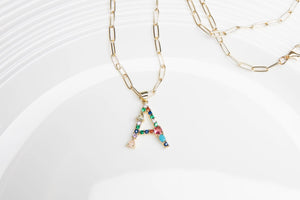 Colorful Crystal Initial Necklace