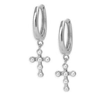 Pearl Cross Huggie Dangle Earring - Gold or Silver