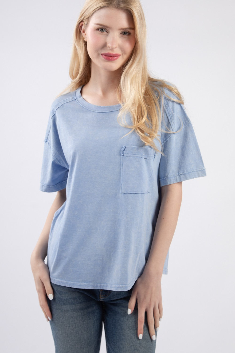 Faded Blue Curvy T-Shirt