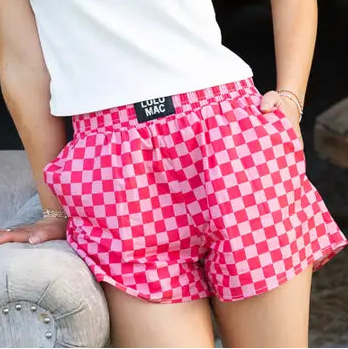 LULU MAC Hot Pink Checkered Short