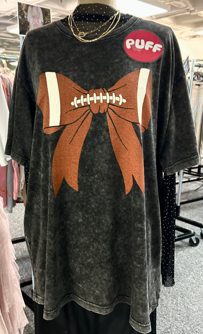 Football Puff Bow T-Shirt