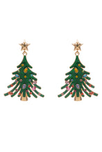 Enamel Tree Earrings - White or Green