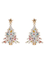 Enamel Tree Earrings - White or Green