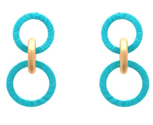 Aqua Raffia Drop Earrings