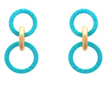 Aqua Raffia Drop Earrings