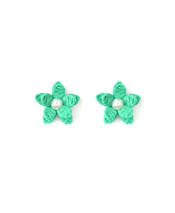 Raffia Flower Studs - 3 Colora