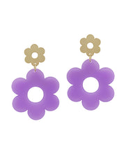 Acrylic and Gold Flower Earrings - 2 Colors