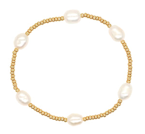 Large Pearl Gold Bead Bracelet