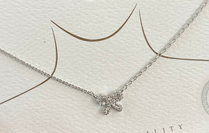 Crystal Bow Necklace - Gold or Silver