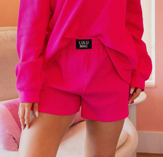 LULU MAC Hot Pink Waffle Shorts