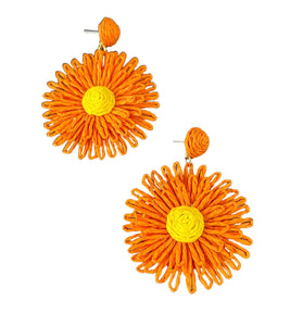 Large Raffia Sunflower Earrings - 3 Colors