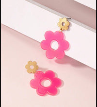 Acrylic and Gold Flower Earrings - 2 Colors