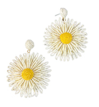 Large Raffia Sunflower Earrings - 3 Colors