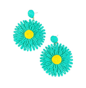 Large Raffia Sunflower Earrings - 3 Colors