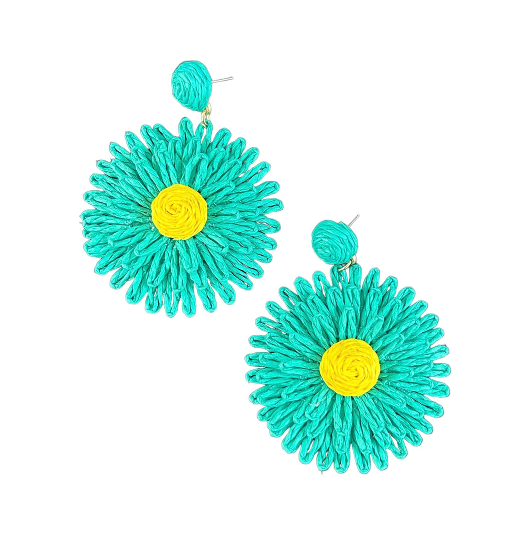 Large Raffia Sunflower Earrings - 3 Colors