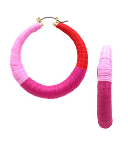Colorblock Raffia Hoops - 3 Colors