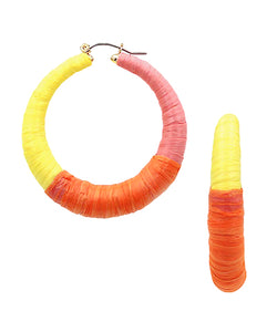 Colorblock Raffia Hoops - 3 Colors