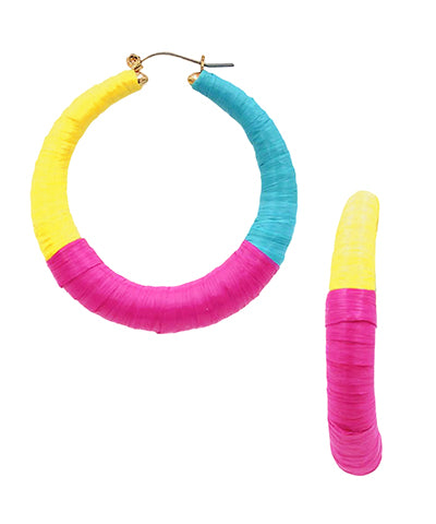 Colorblock Raffia Hoops - 3 Colors