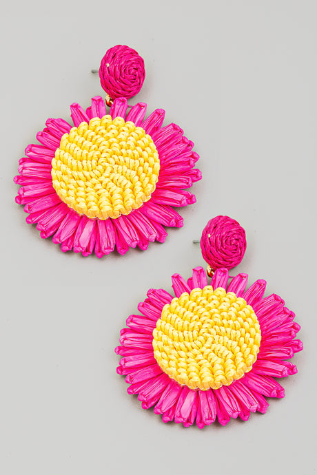Raffia Sunflower Earrings - 2 Colors