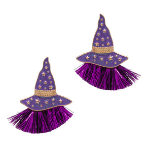 Purple Witch Hat Earrings