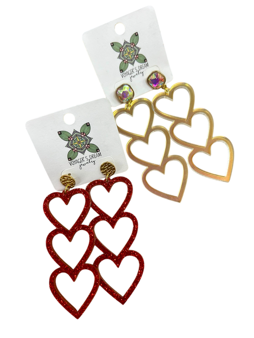 Layered Heart Earrings - 2 Colors