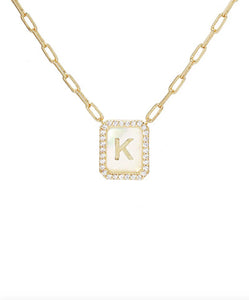Mother of Pearl Initial Necklace