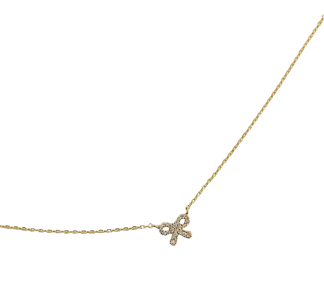 Crystal Bow Necklace - Gold or Silver