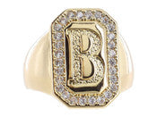 Jane Marie Wrapped With Sparkle! Rings SHINY GOLD WITH CRYSTAL EDGED INITIAL EMERALD SIGNET RING