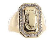 Jane Marie Wrapped With Sparkle! Rings SHINY GOLD WITH CRYSTAL EDGED INITIAL EMERALD SIGNET RING
