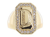 Jane Marie Wrapped With Sparkle! Rings SHINY GOLD WITH CRYSTAL EDGED INITIAL EMERALD SIGNET RING