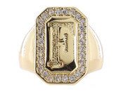 Jane Marie Wrapped With Sparkle! Rings SHINY GOLD WITH CRYSTAL EDGED INITIAL EMERALD SIGNET RING