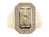 Jane Marie Wrapped With Sparkle! Rings SHINY GOLD WITH CRYSTAL EDGED INITIAL EMERALD SIGNET RING