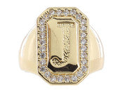 Jane Marie Wrapped With Sparkle! Rings SHINY GOLD WITH CRYSTAL EDGED INITIAL EMERALD SIGNET RING