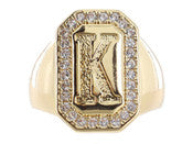 Jane Marie Wrapped With Sparkle! Rings SHINY GOLD WITH CRYSTAL EDGED INITIAL EMERALD SIGNET RING