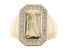 Jane Marie Wrapped With Sparkle! Rings SHINY GOLD WITH CRYSTAL EDGED INITIAL EMERALD SIGNET RING