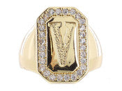 Jane Marie Wrapped With Sparkle! Rings SHINY GOLD WITH CRYSTAL EDGED INITIAL EMERALD SIGNET RING