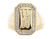 Jane Marie Wrapped With Sparkle! Rings SHINY GOLD WITH CRYSTAL EDGED INITIAL EMERALD SIGNET RING